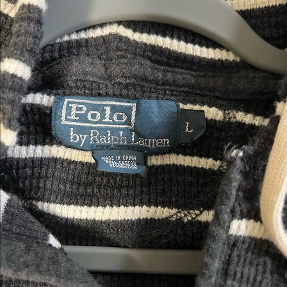 Polo by Ralph Lauren - knitted hoodie - Dark gray/white striped - Men’s Large - Picture 3 of 3